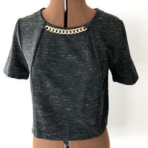 Kensie Crop Top Office Wear Gold Chain detailing